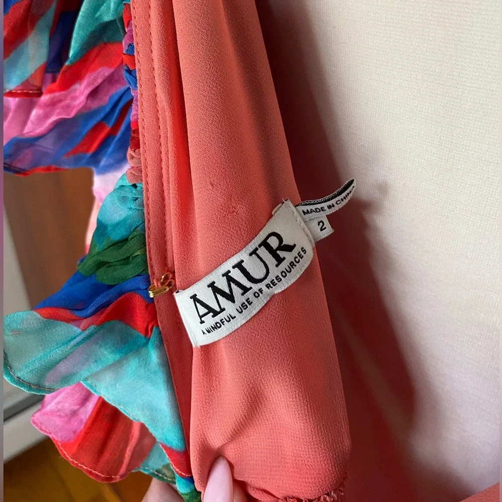 AMUR Luisa Pleated Striped Midi Dress size 2 - Picture 14 of 16